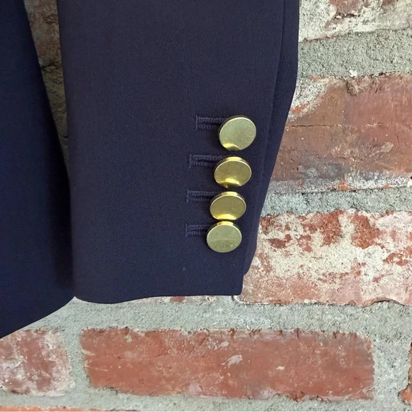 Theory Navy Wool Blazer Gold Buttons Size 6 Classic Tailored Jacket